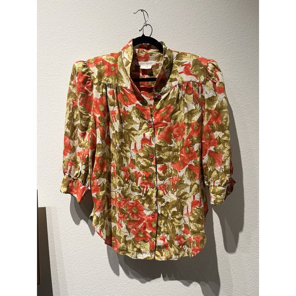 Vintage Susie Hayward Designer Linen Top Size 12  Floral Lagenlook Canada‎